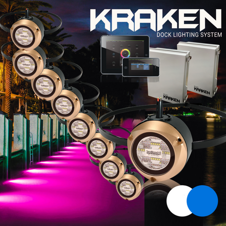 Lumitec Kraken Underwater Dock Light System - Full Kit with 9 Lights
Blue white led