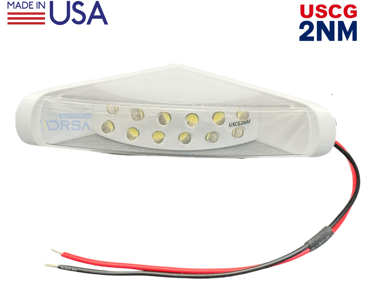 SI Flush Mount LED Navigation Light – SI PBT-G Stern light no background with wire made in usa 2nm uscg