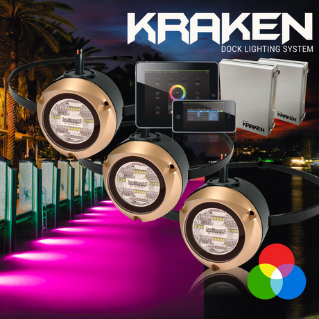 Lumitec Kraken Underwater Dock Light System - Full Kit with 3 led  Lights
RGBW