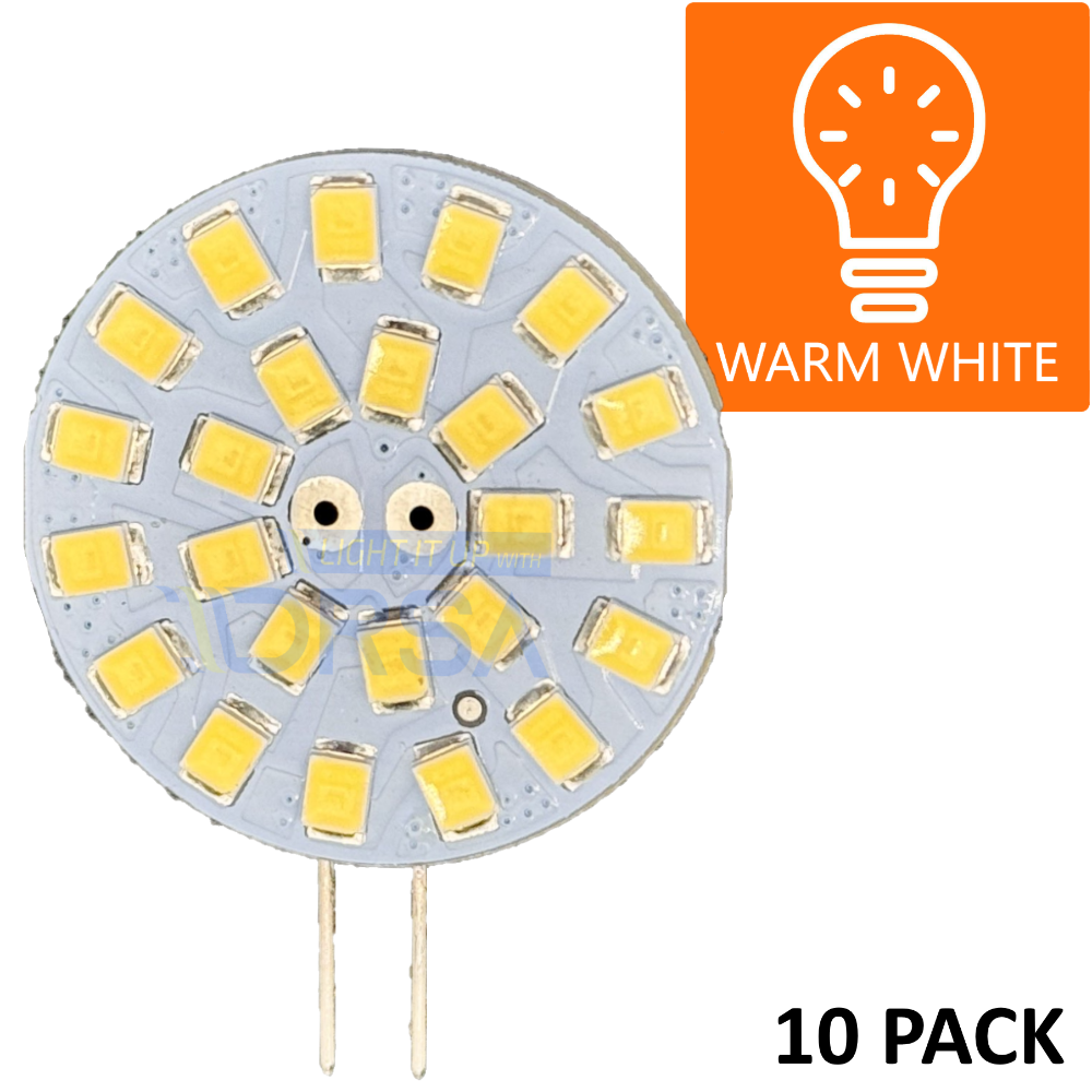 G4 Side Pin LED Replacement Bulb – 2W warm white 10 pack