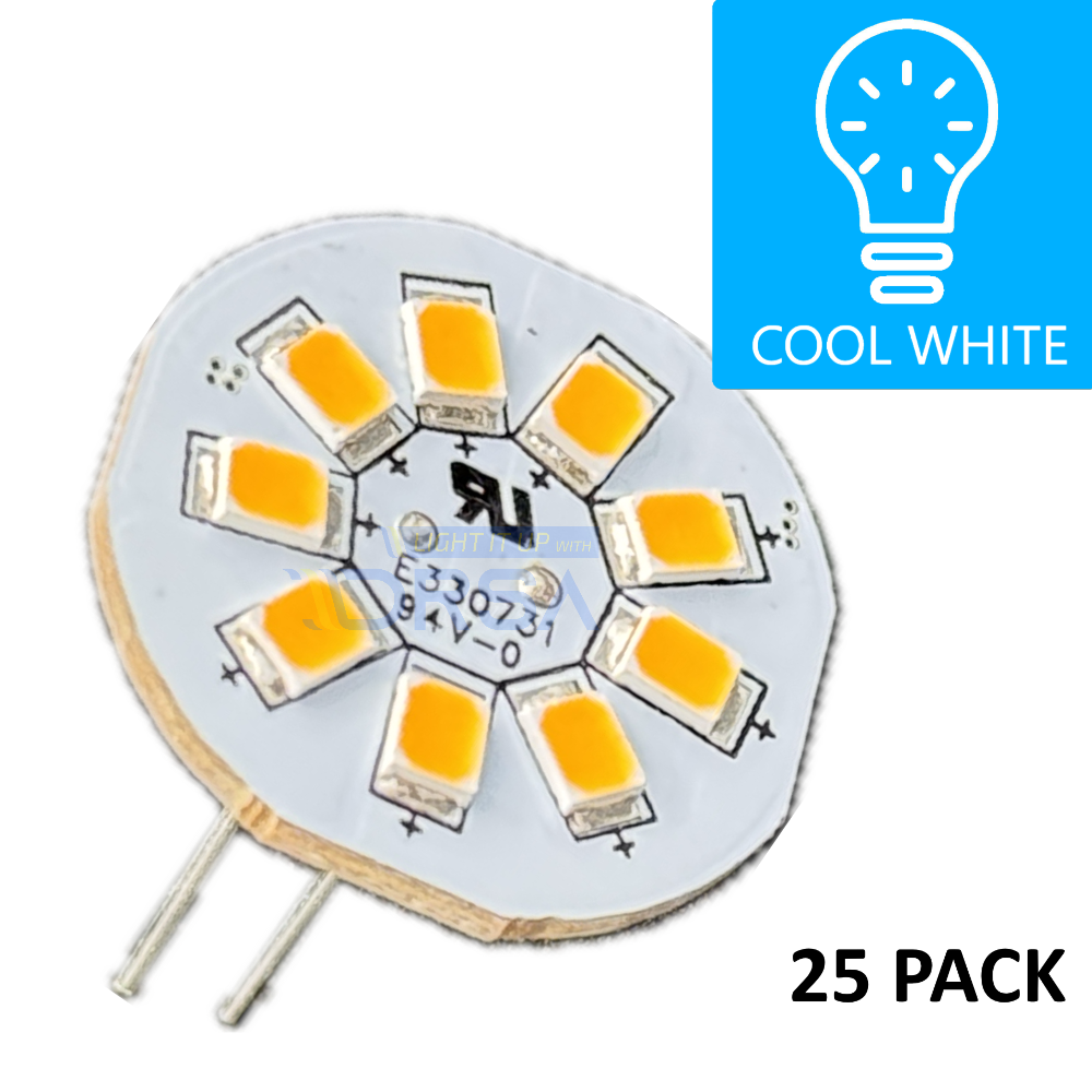 G4 Back Pin LED Replacement Bulb 1.5W NO back ground cool whitw 25 pack