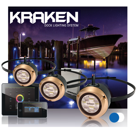 Lumitec Kraken Underwater Dock Light System - Full Kit with 3 Lights
Blue whhite lights