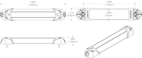 Mini Rail2 LED utility light, compact and water-sealed, versatile color options, sleek design install diagram
