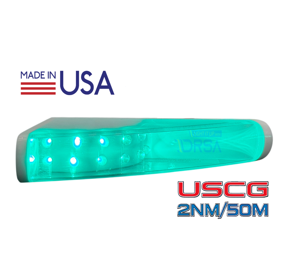 SI Flush Mount LED Navigation Light – Starboard/Green no background