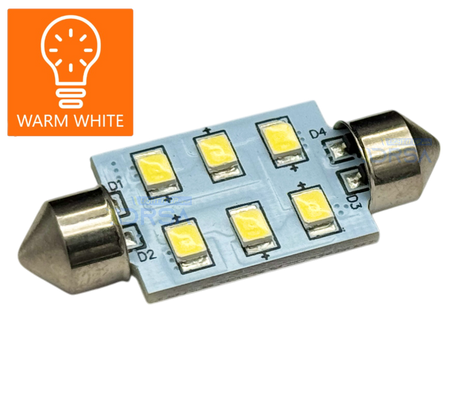 Marine SV8.5 Festoon LED Bulb emitting warm white light in a boat's cabin warm white

