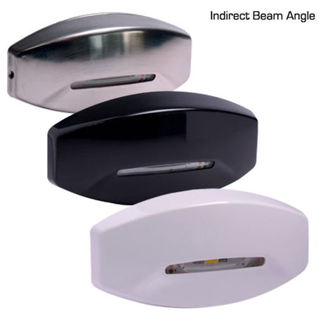 Slim modern LED light with RGBW color options, IP67 waterproofing, and stainless steel/white/black finishes inderect  beam