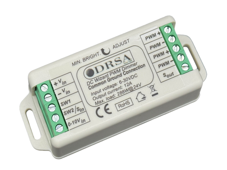 Compact 5A-12A PWM LED Dimmer for Low Voltage LEDs no background
