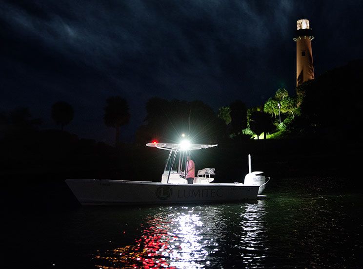 Capri3 Flush-Mount LED Flood Light installed on center console jupiter lighthouse 