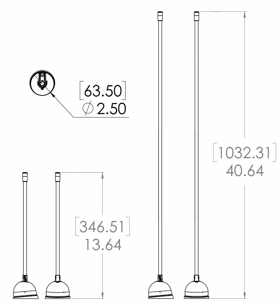 Contour LED Anchor Light with 39" shaft instalation diagram