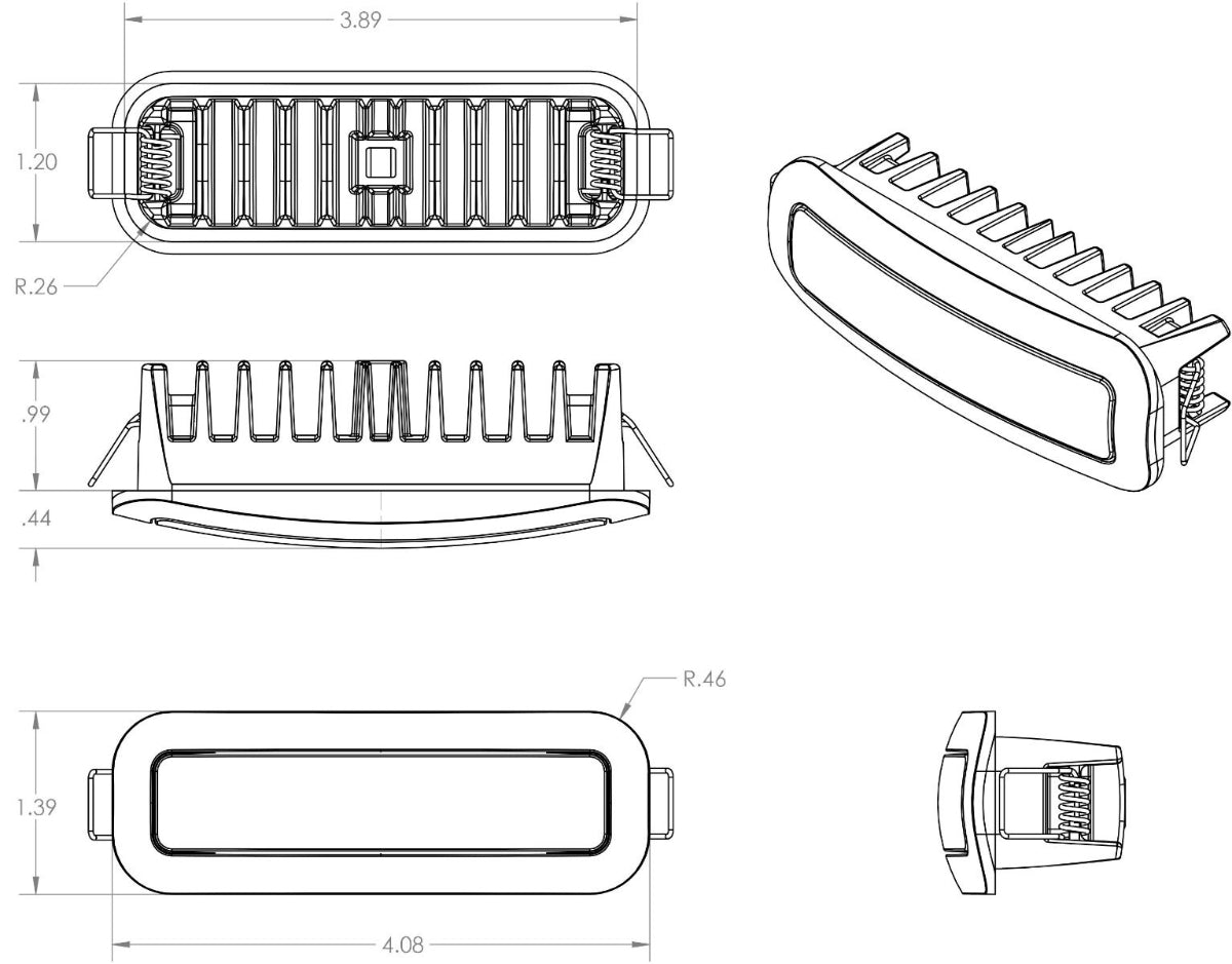 Capri3 Flush-Mount LED Flood Light product diagram