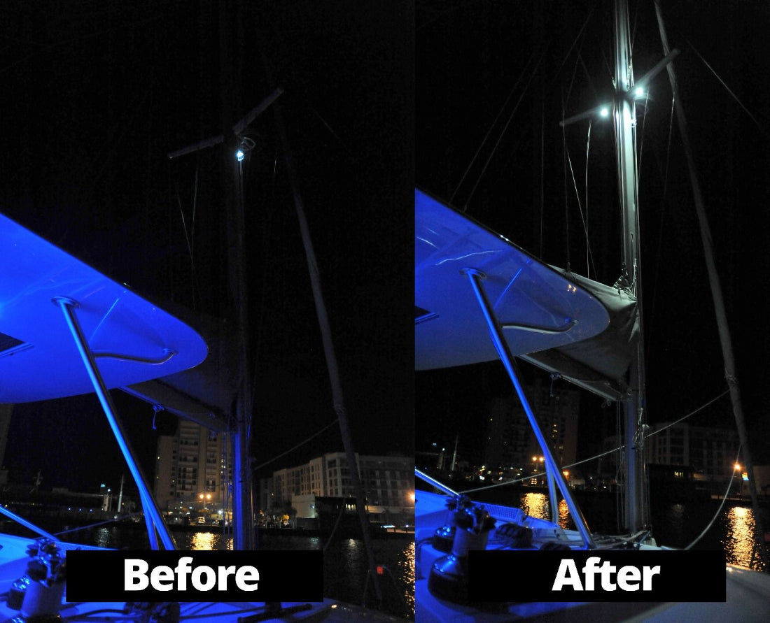 Lumitec Zephyr LED Spreader/Deck Light before and after