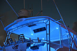 Mirage Flush Mount LED Down Light in white, featuring a slim profile installed on sportfishing yacht