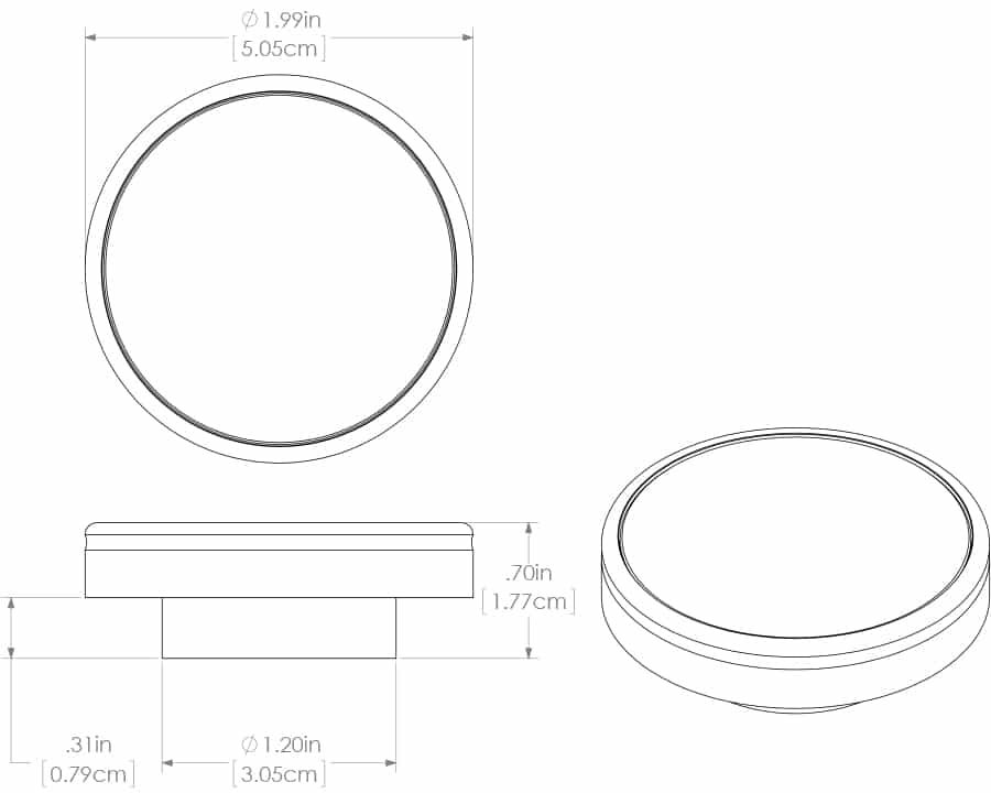 Lumitec Halo Flush Mount LED Down Light in white, red, blue, and purple color options, showcasing a slim, weatherproof design diagram