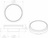 Lumitec Halo Flush Mount LED Down Light in white, red, blue, and purple color options, showcasing a slim, weatherproof design diagram