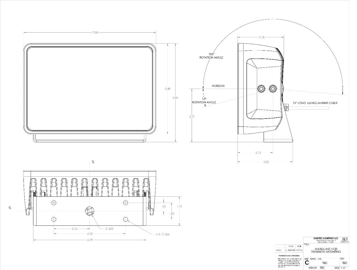 Maxillume H120 Trunnion Mount LED Flood Light instelation diagram