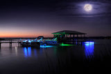 Zambezi Quattro underwater light in white/blue on pontoonboat in moonlight
