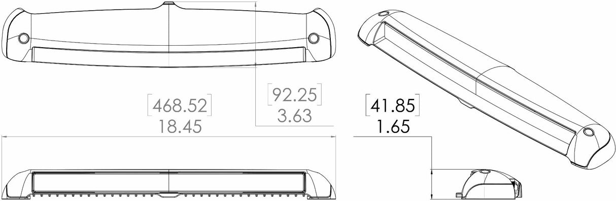 triple Razor LED Light Bar Spot delivering 10,000 lumens, sleek white finish flush-mount design instelation diagram