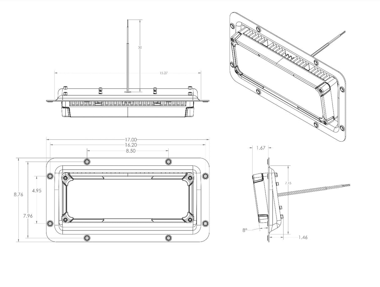 Maxillume TR150 LED Flood Light delivering 20,000 lumens ith rugged design instelation diagram