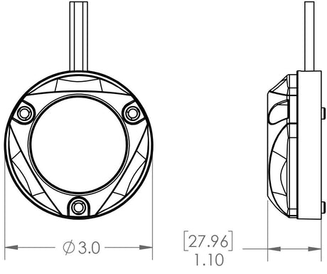 Zambezi Mini underwater light, compact 3-inch design, RGBW or single-color output, budget-friendly install diagram